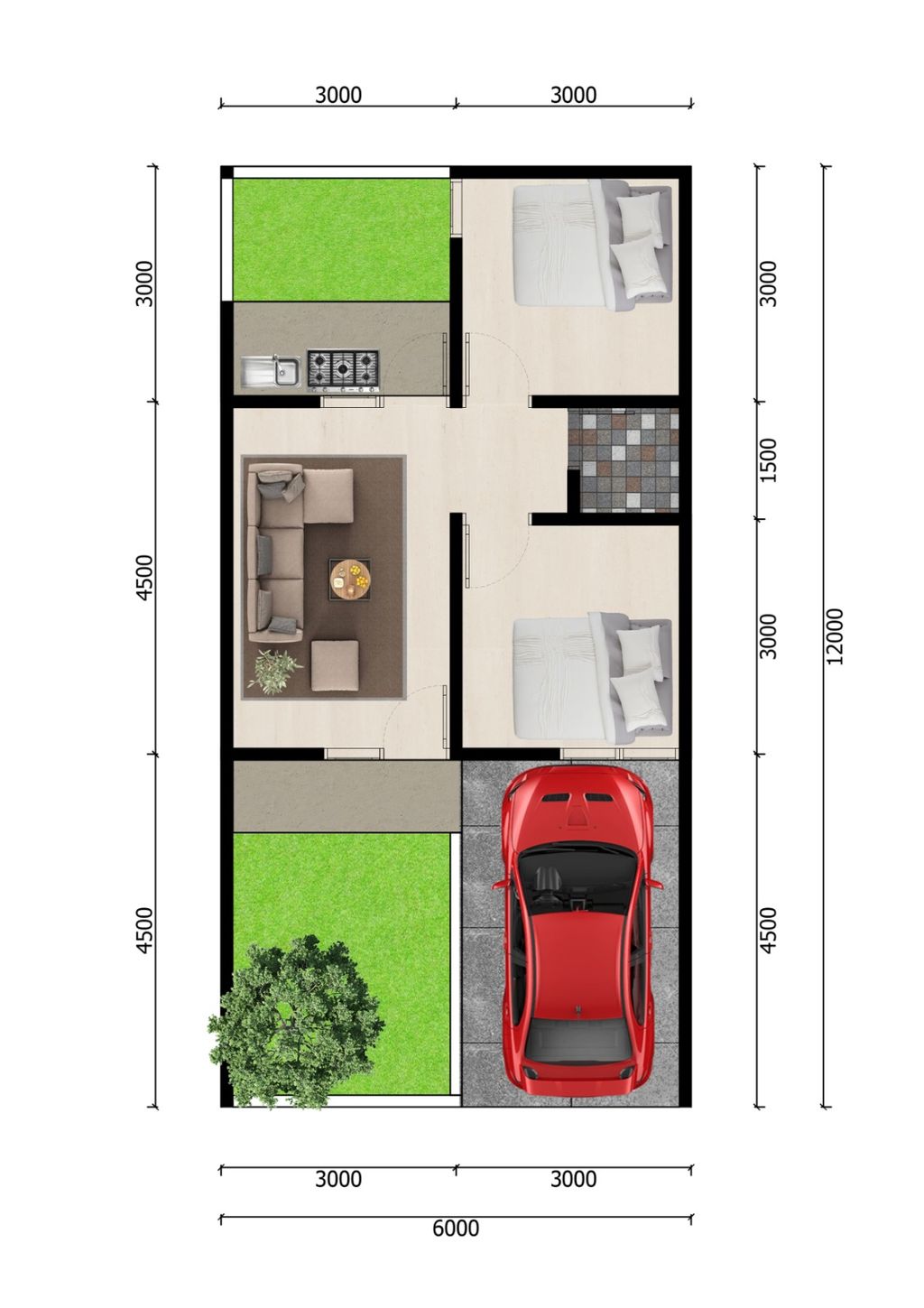 foto denah rumah tipe 40 NEW perumahan Villa Bougenville Indah 2