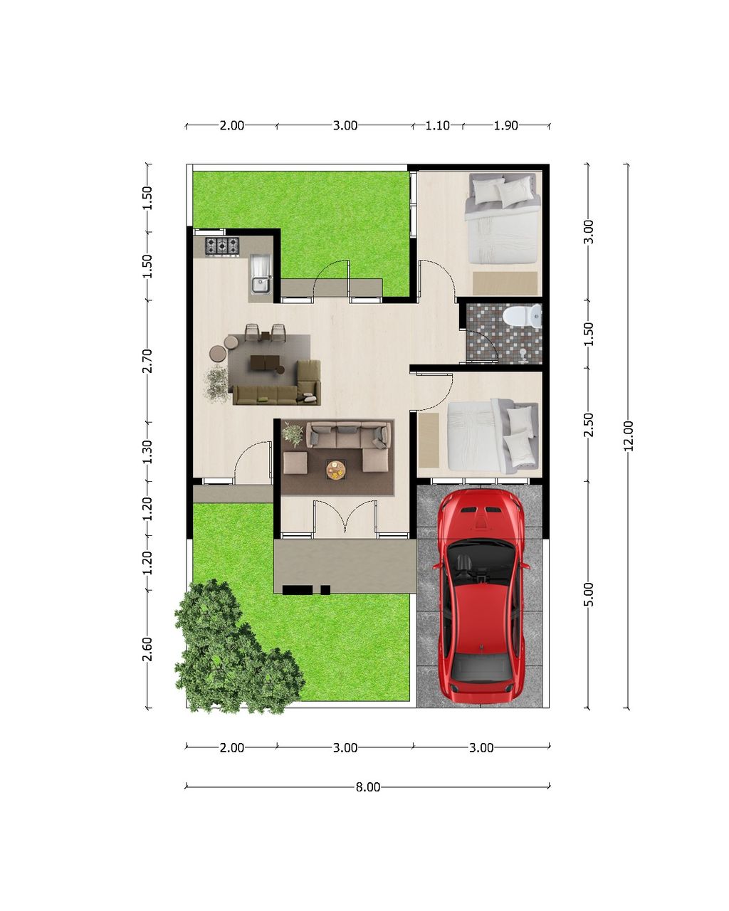 foto denah rumah tipe 54 NEW perumahan Villa Bougenville Indah 2