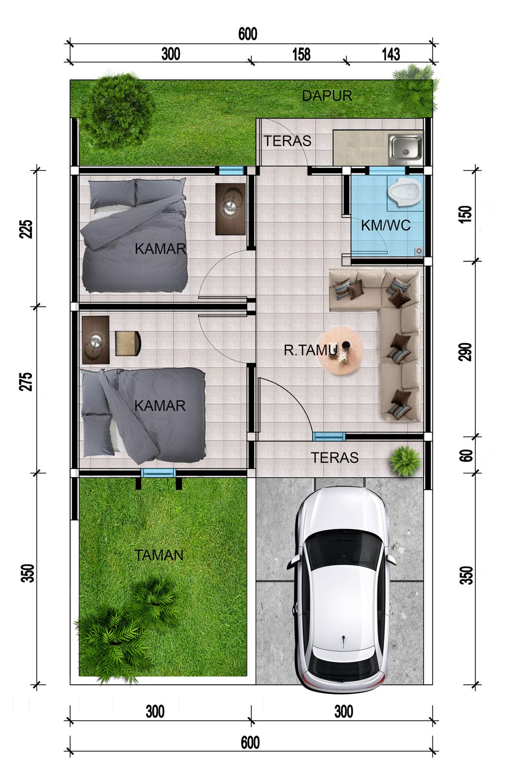 foto denah rumah tipe 30 perumahan PURI HARMONI