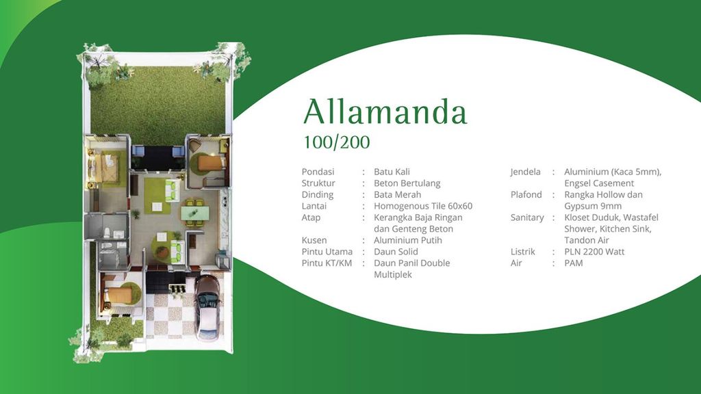 foto denah rumah tipe ALLAMANDA 100 perumahan BUKIT INDAH PERMAI