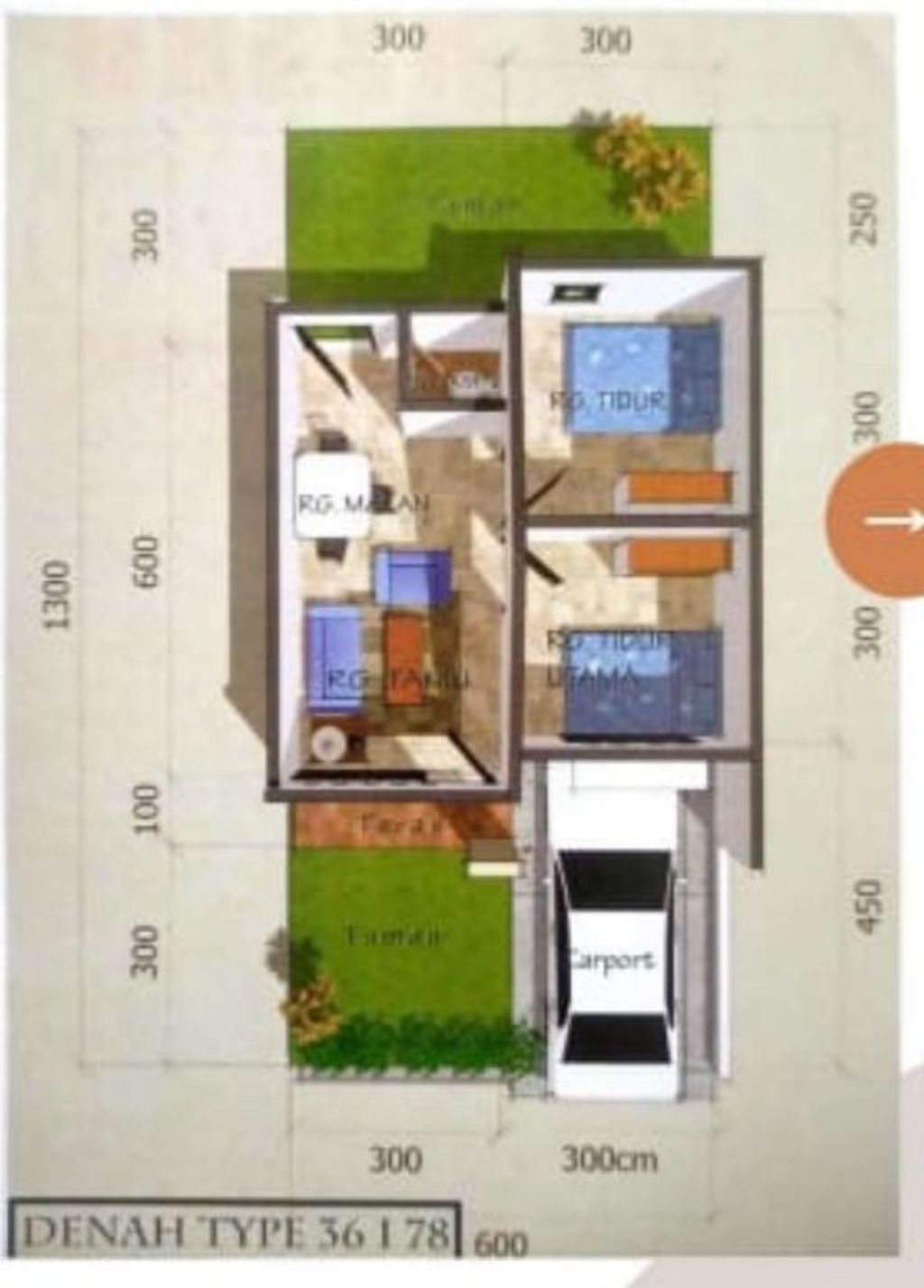 foto denah rumah tipe 36 perumahan GRAND VILLA SEJAHTERA I