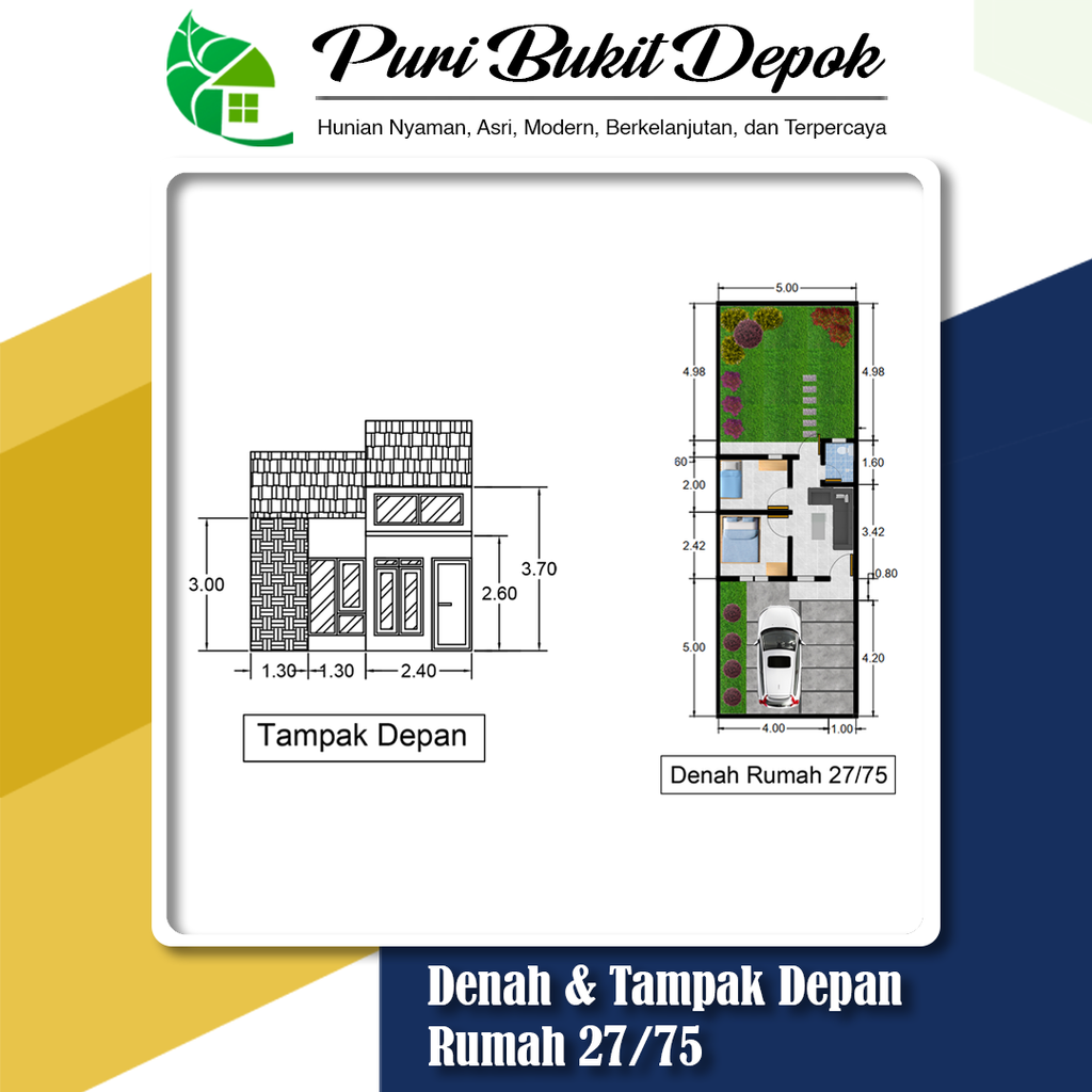 foto denah rumah tipe 27/92 perumahan Puri Bukit Depok