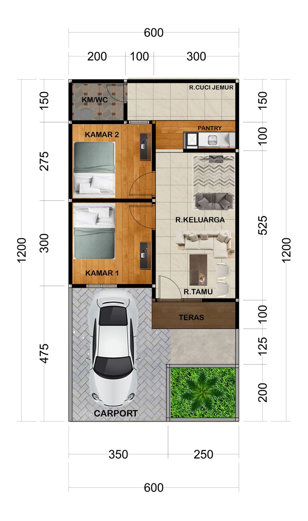 foto denah rumah tipe Cluster Zora perumahan GRAHA ASRI RESIDENCE 3 TAHAP 3