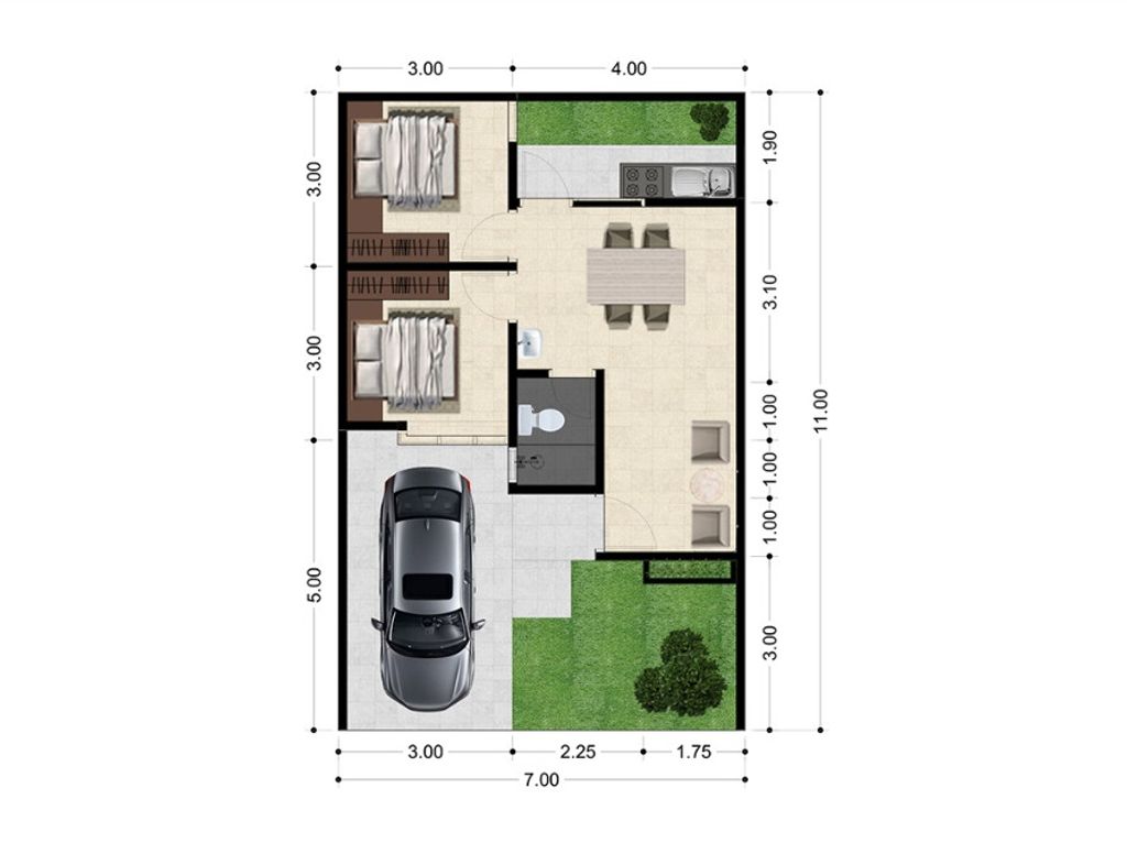foto denah rumah tipe T. 45 / 77 perumahan Perum AUSTINVILLE Tahap II