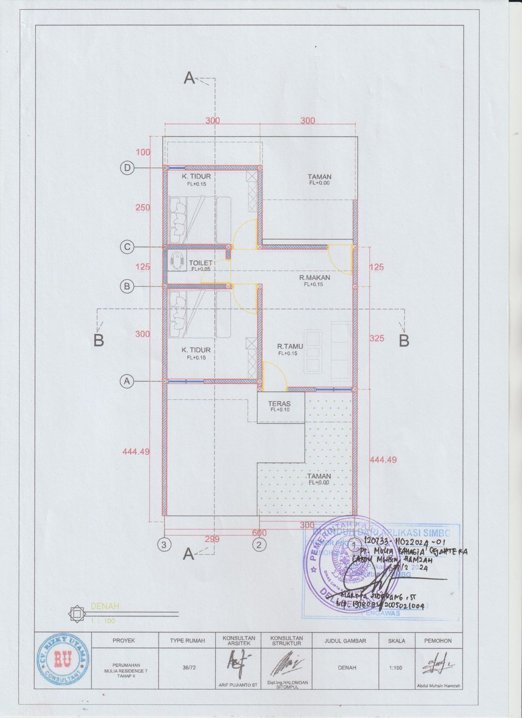 foto denah rumah tipe 36 perumahan MULIA RESIDENCE 7 TAHAP II