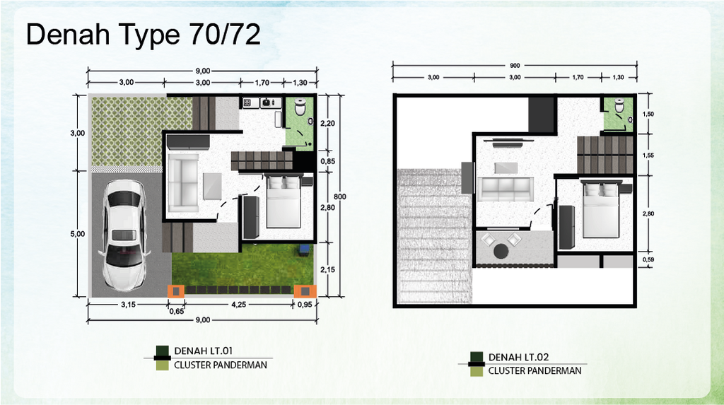 foto denah rumah tipe Panderman perumahan GREEN ELEVEN