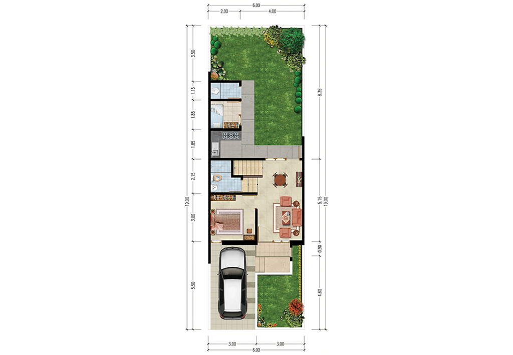 foto denah rumah tipe ARSANTA perumahan SA7.15-22 CLUSTER SAMATA KHI