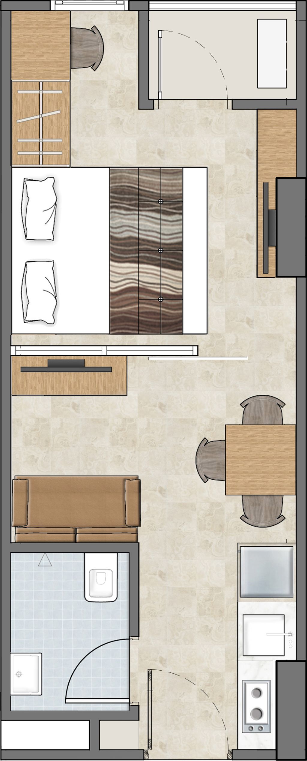 foto denah rumah tipe 1 Bedroom (Jan 2024) perumahan CITRALAND VITTORIO - ALESSANDRO