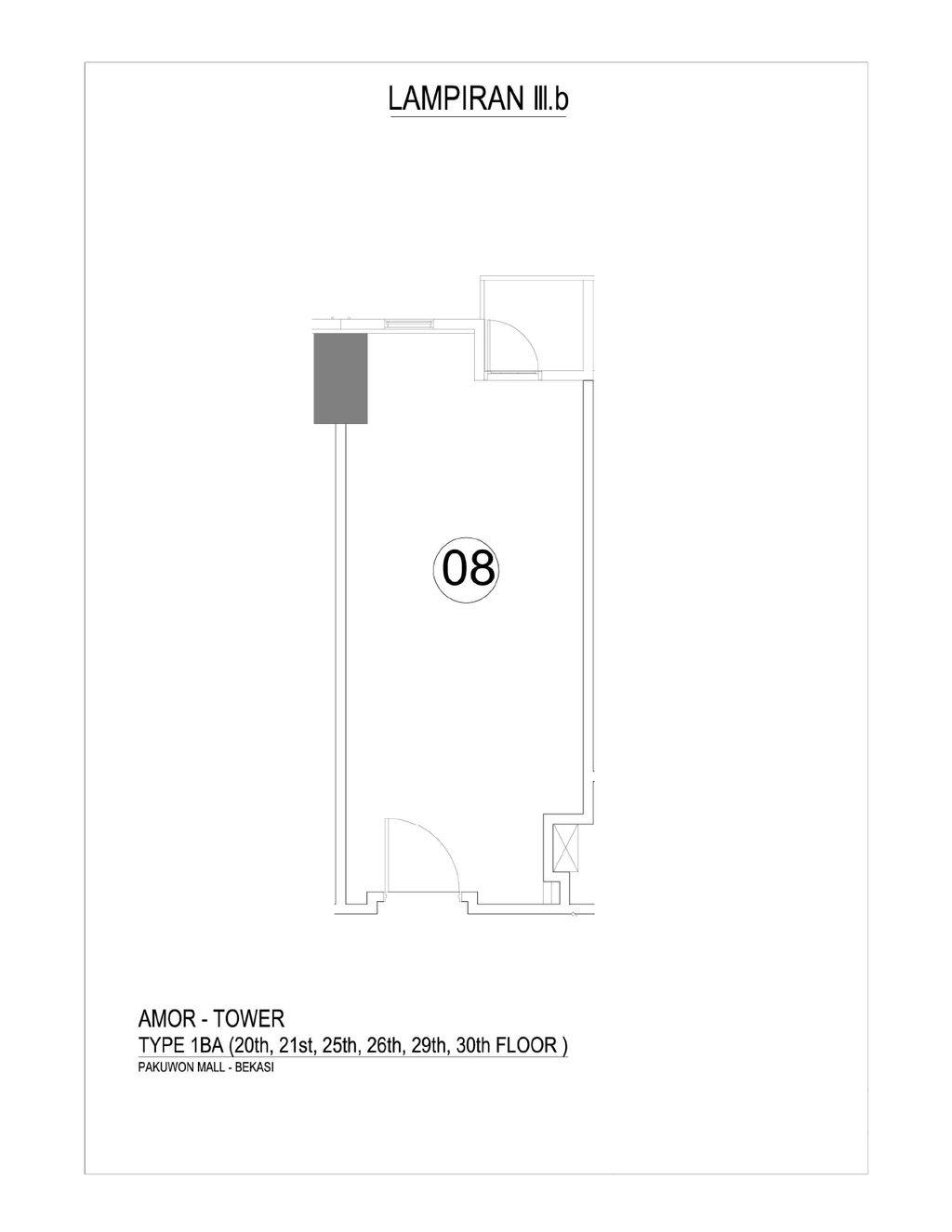 foto denah rumah tipe Amor 1BR perumahan PAKUWON BEKASI RESIDENCE