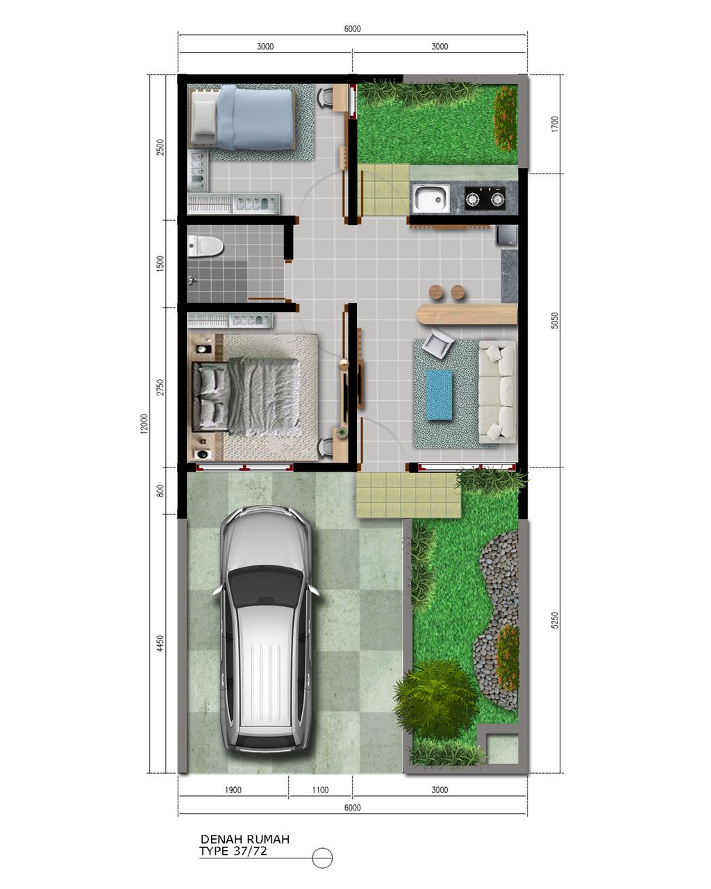 foto denah rumah tipe SI 37/72 perumahan Harvest City