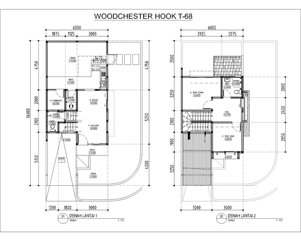 foto denah rumah tipe 68/125 perumahan Woodchester Tahap 1
