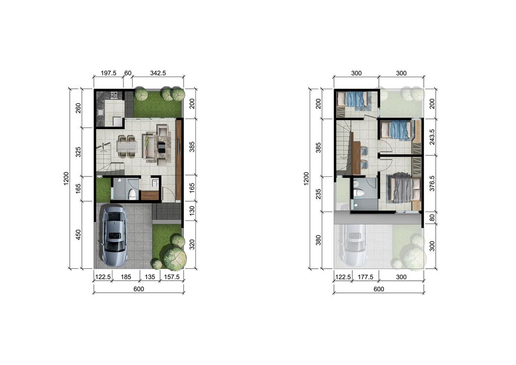 foto denah rumah tipe Teltow Deluxe perumahan CITRALAND CITY KEDAMEAN