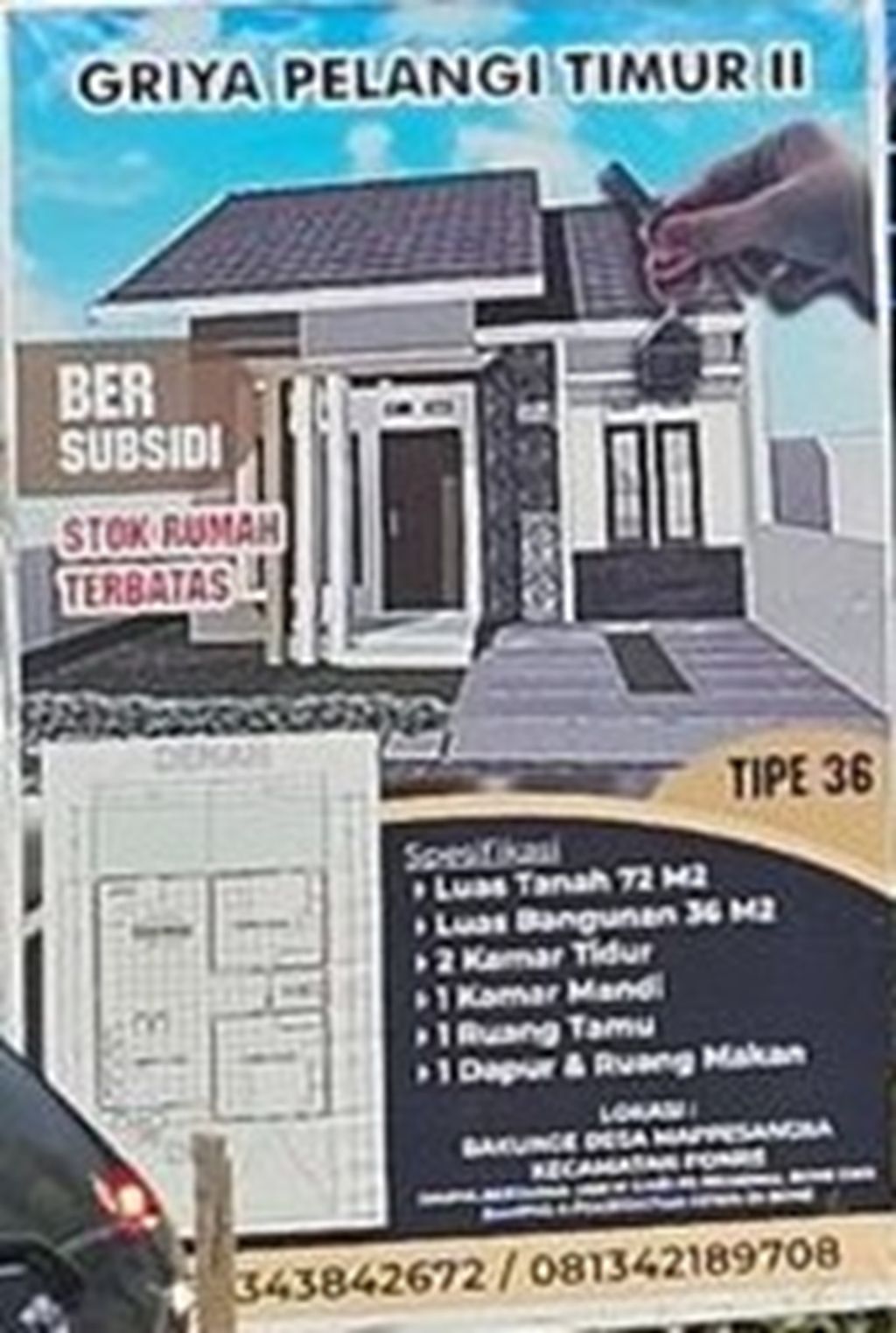foto tampak rumah tipe 36 perumahan GRIYA PELANGI TIMUR 2