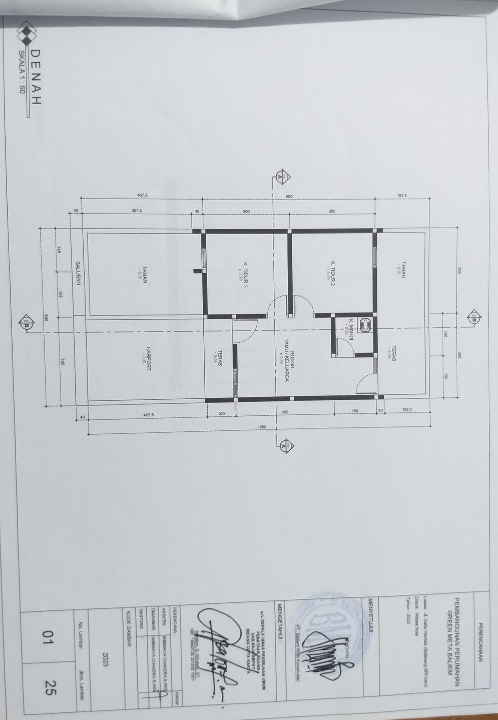 foto denah rumah tipe 36 perumahan GREEN META BALIEM