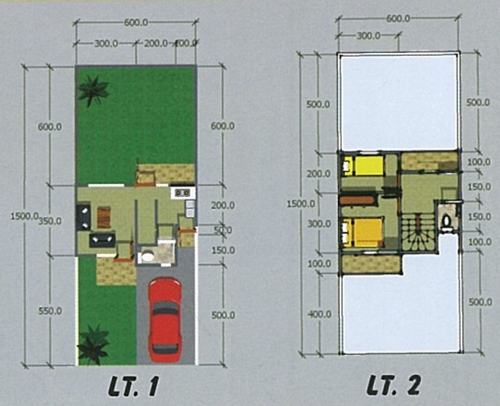 foto denah rumah tipe Salvinia 54/122 perumahan Grand Tamansari Residence 1