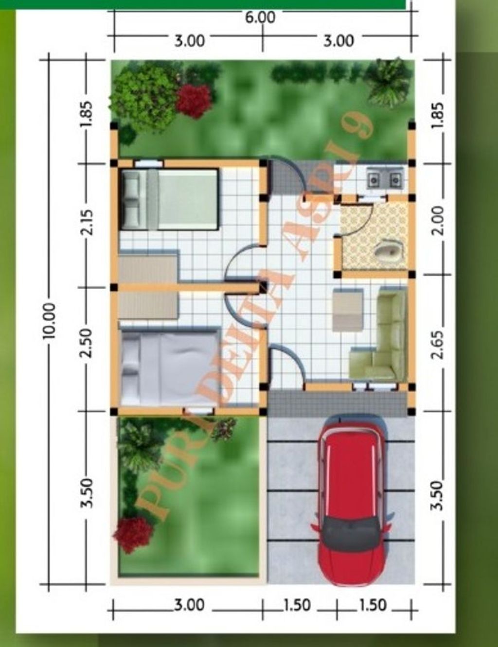 foto denah rumah tipe 28/60 perumahan PURI DELTA ASRI 9 EXTENTION