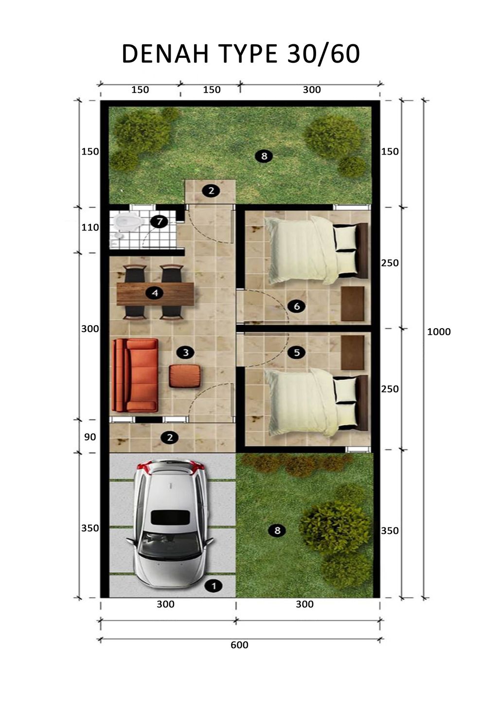 foto denah rumah tipe 30 perumahan River Side Garden Tahap 2