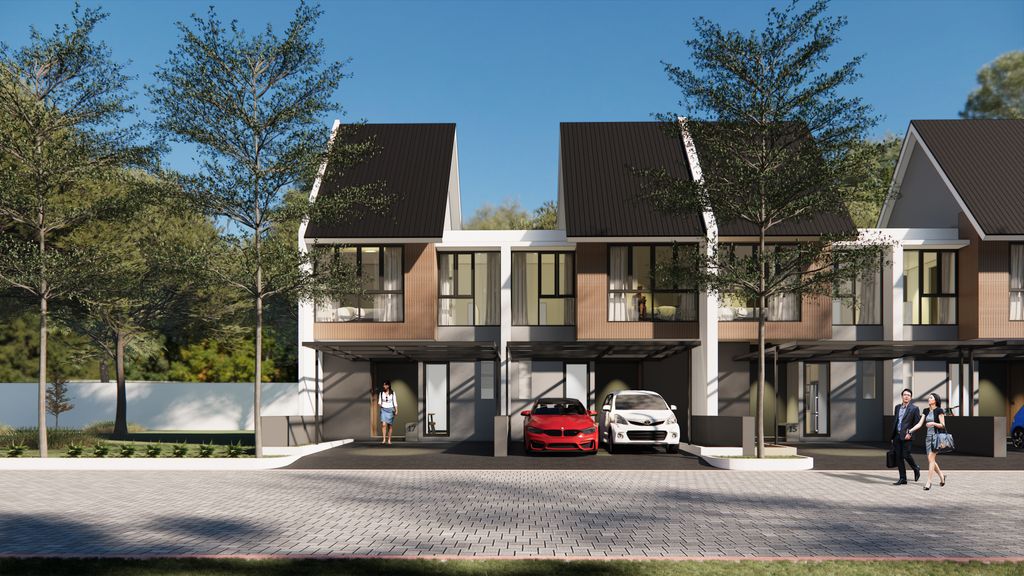 foto tampak rumah tipe Crysant perumahan Royal Botanica Residence