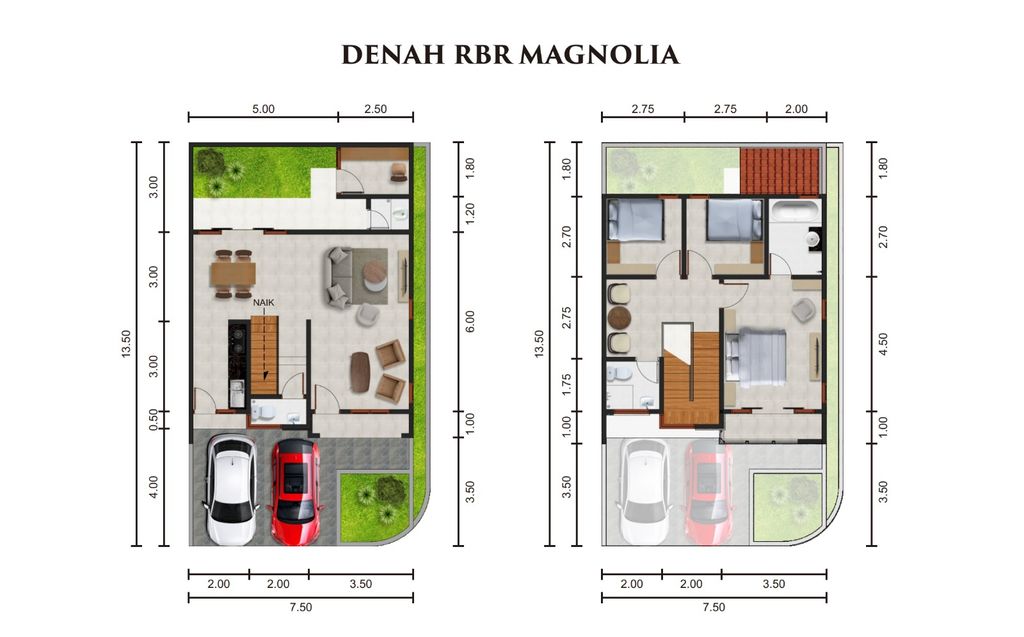 foto denah rumah tipe Magnolia perumahan Royal Botanica Residence