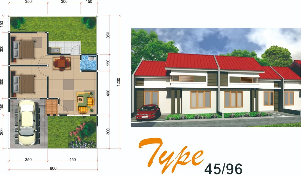 foto denah rumah tipe 45 perumahan Bumi batara mawang permai