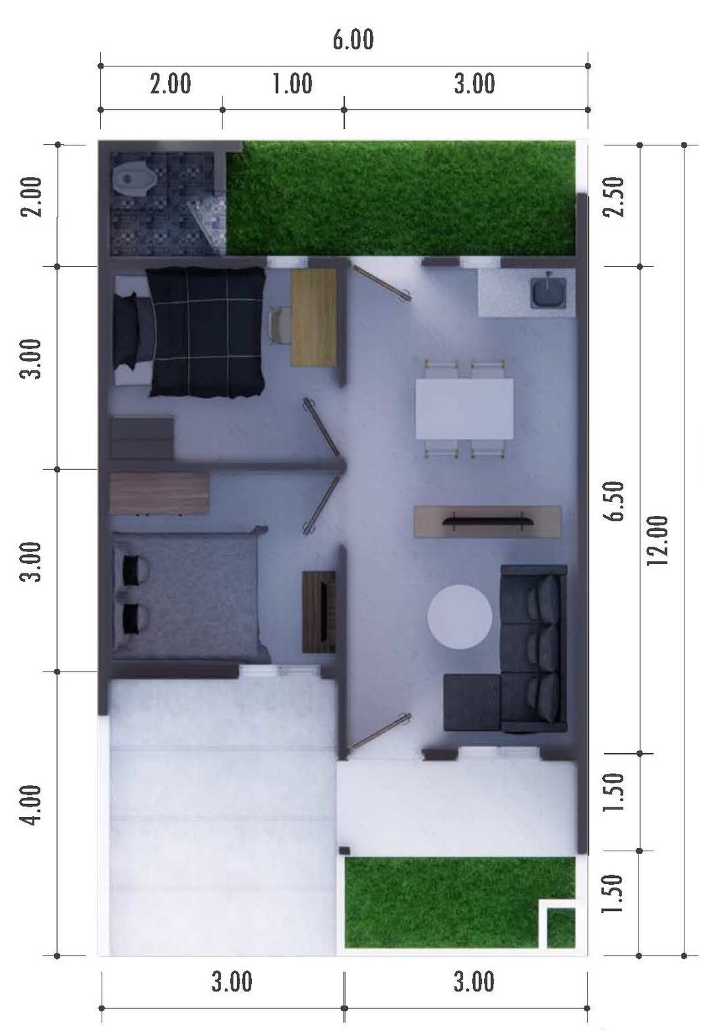 foto denah rumah tipe 36/60 perumahan Graha Cibogo