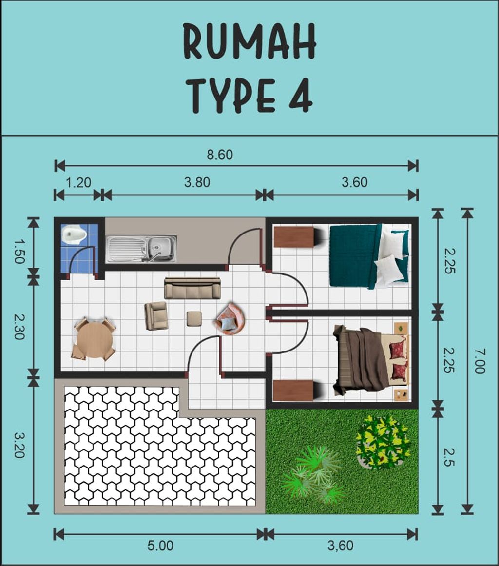 foto denah rumah tipe Rumah Sederhana 4 perumahan Taman Semesta Tawengan