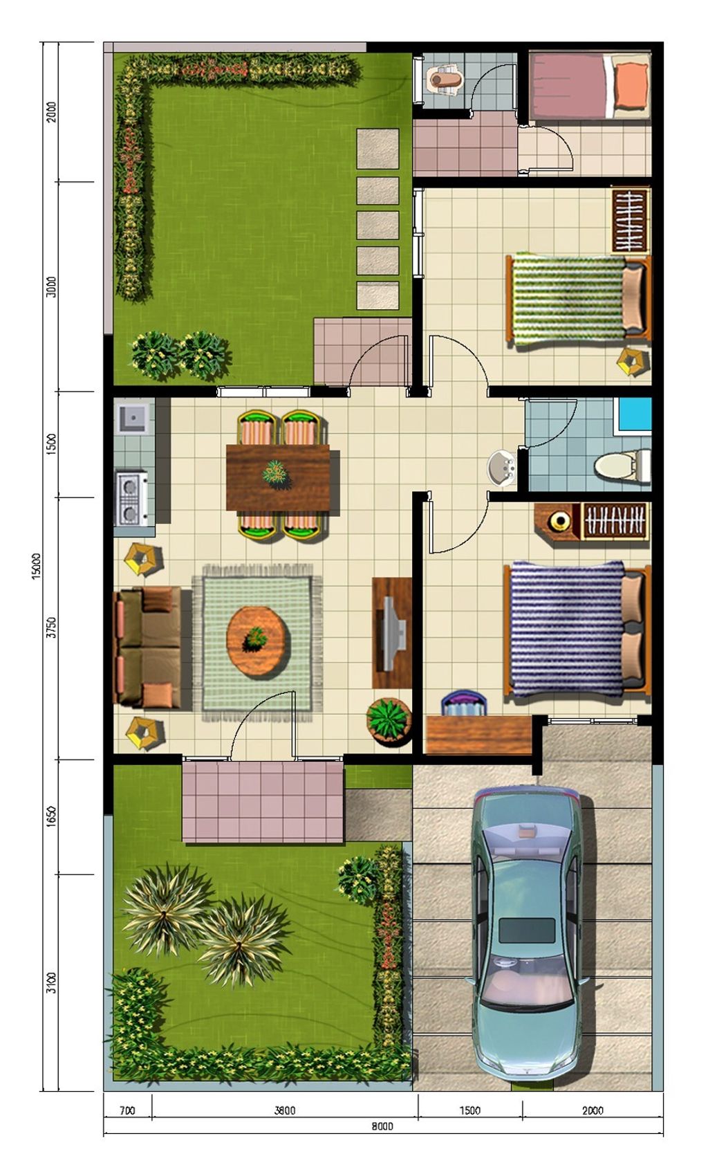 foto denah rumah tipe OJ 52/105 perumahan Harvest City