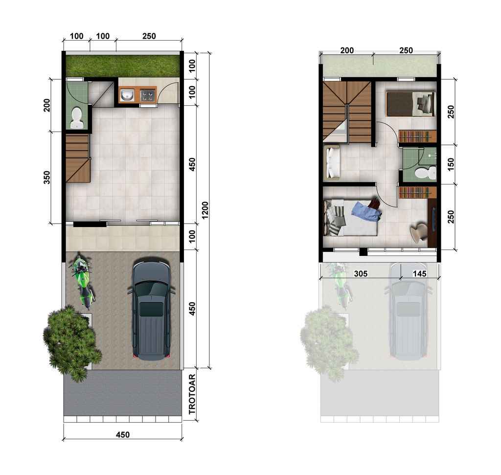 foto denah rumah tipe RU 57/72 perumahan MODERNLAND CILEJIT-LINTANG