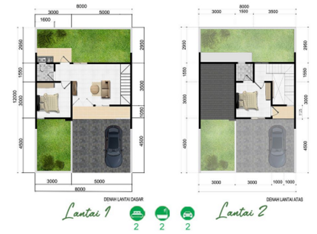 foto denah rumah tipe 57 KOMERSIL perumahan Emerald Garden