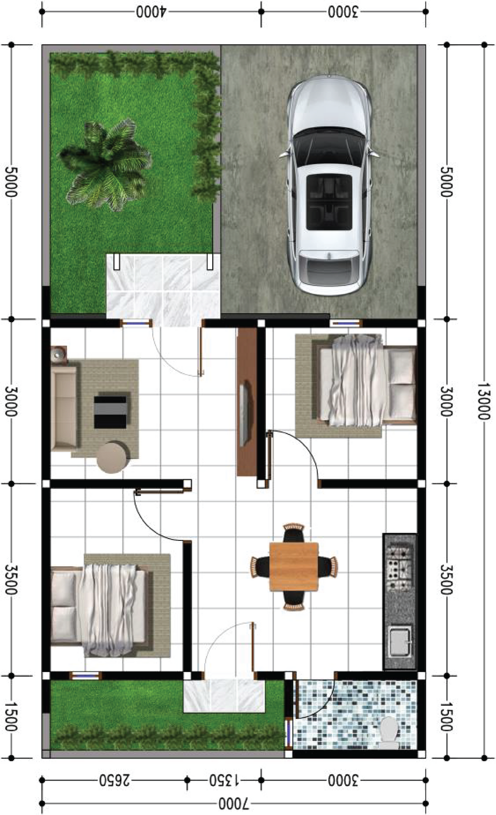 foto denah rumah tipe 50 - 202210 perumahan Griya Oso