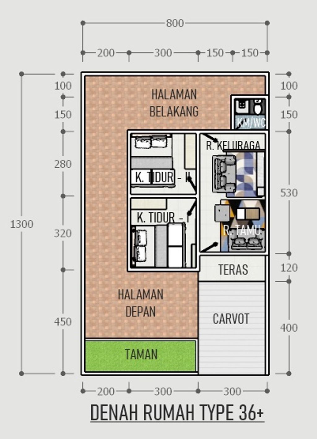 foto denah rumah tipe Scandinavian 36 perumahan Asra Residence 4