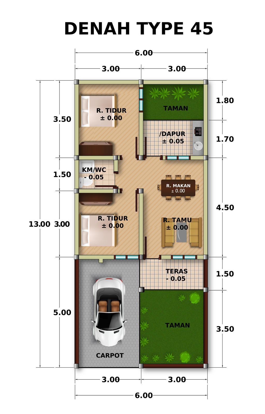 foto denah rumah tipe 45 perumahan Basmallah Residence
