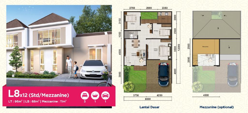 foto denah rumah tipe ASTER 1/01 perumahan PARAMOUNT PETALS TAHAP 1