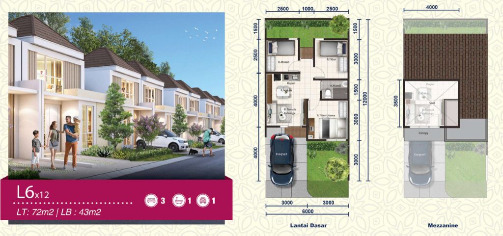 foto denah rumah tipe ASTER 2/38 perumahan PARAMOUNT PETALS TAHAP 1