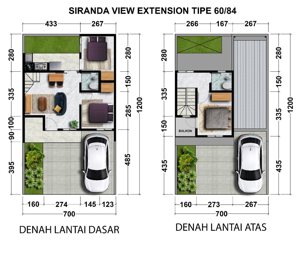 foto denah rumah tipe 60 SIRANDA perumahan CLUSTER SIRANDA VIEW