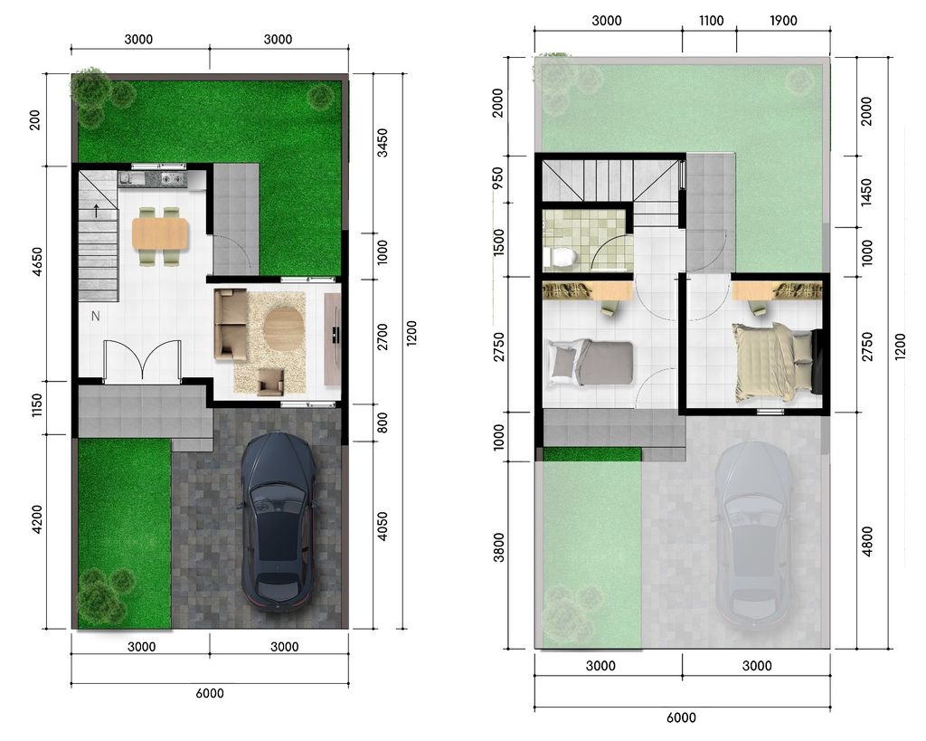 foto denah rumah tipe 50 SIRANDA HOOK perumahan CLUSTER SIRANDA VIEW