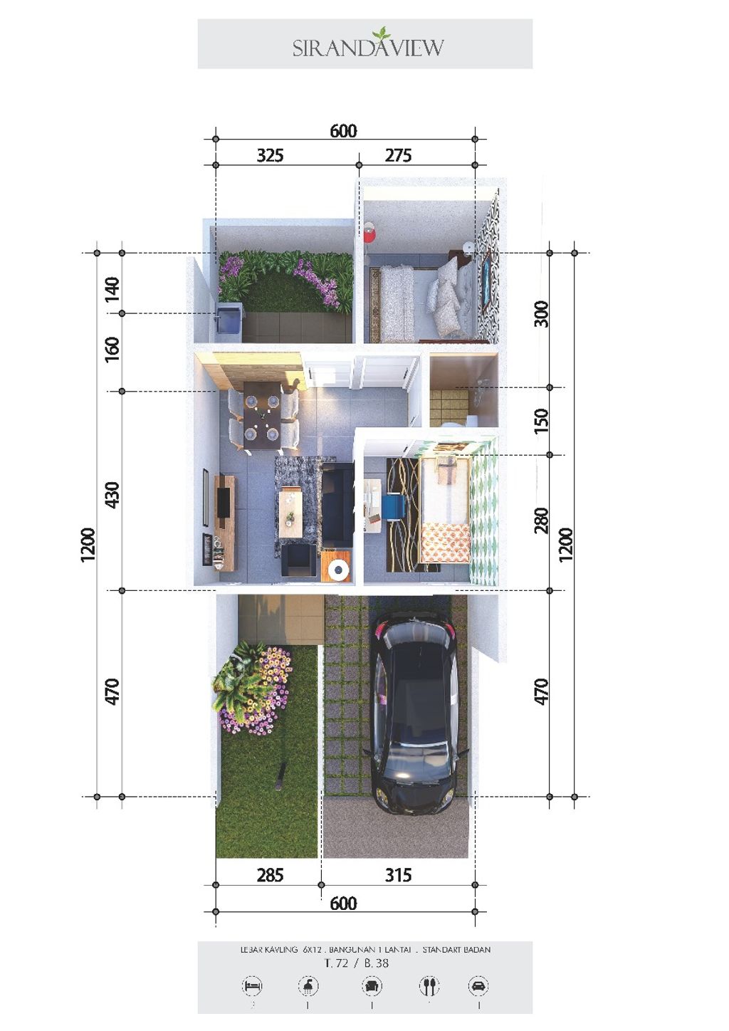 foto denah rumah tipe 43 perumahan CLUSTER SIRANDA VIEW