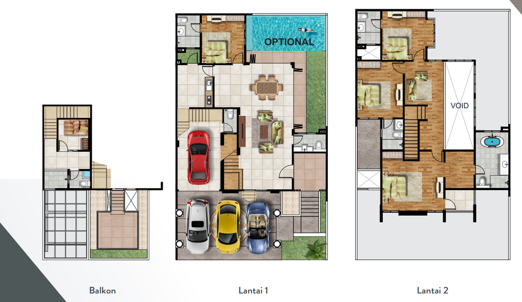 foto denah rumah tipe Madrid perumahan Vasana Residence