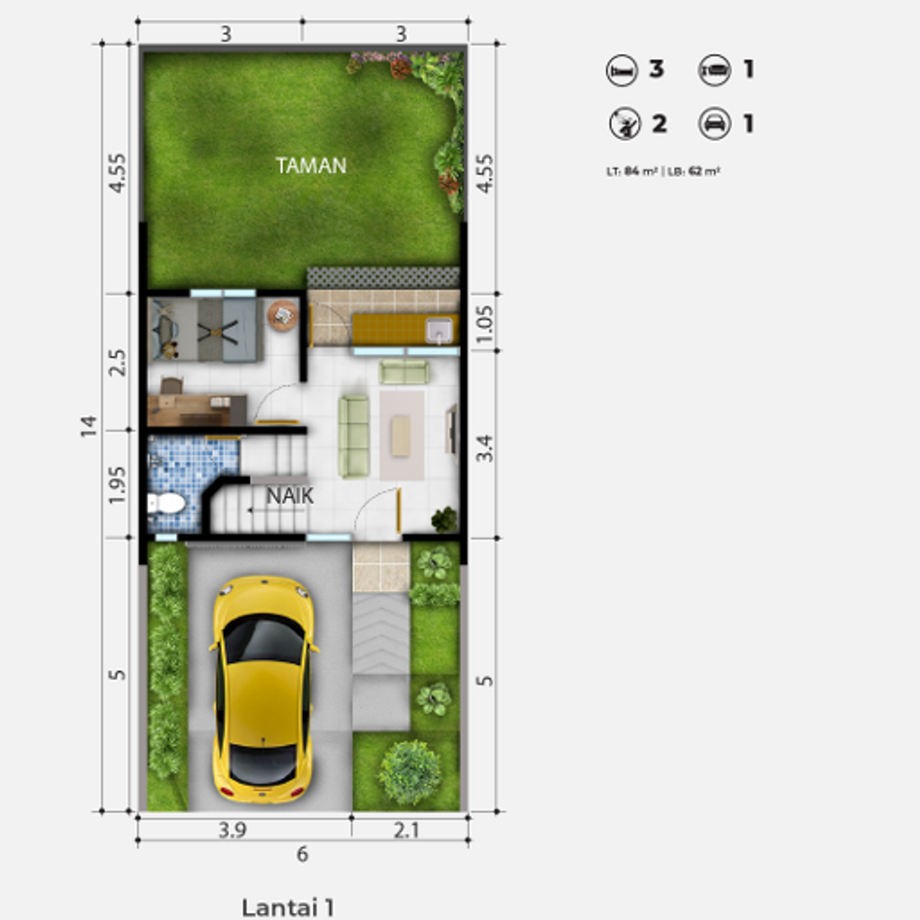 foto denah rumah tipe CHESHIRE perumahan ROYAL TAJUR RESIDENCE, CLUSTER DUNSTER