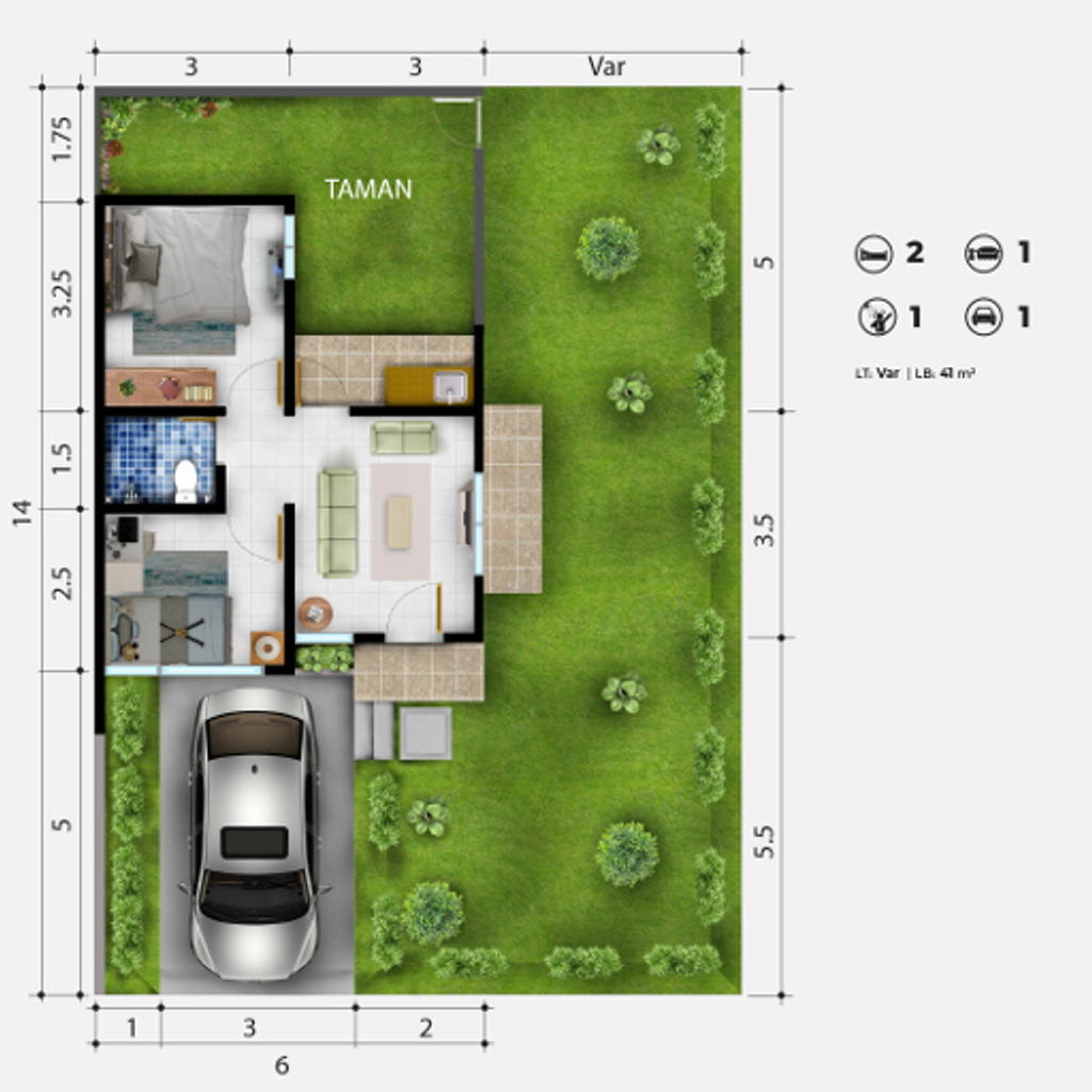 foto denah rumah tipe ROCHESTER CORNER perumahan ROYAL TAJUR RESIDENCE, CLUSTER DUNSTER