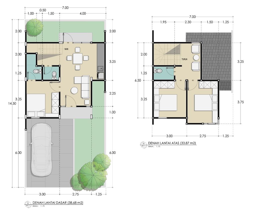 foto denah rumah tipe 72/102 perumahan Cluster Padjadjaran Bamboo Residence 3 - Cluster Villa Bambu
