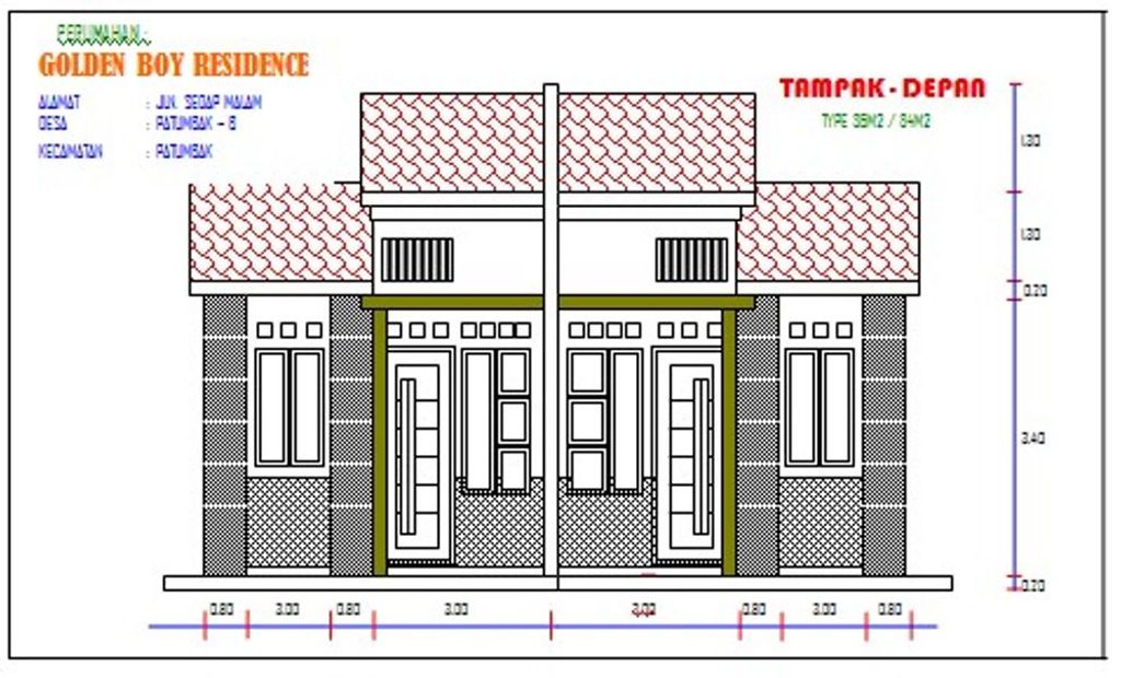 foto tampak rumah tipe SUBSIDI perumahan GOLDEN BOY RESIDENCE TAHAP II