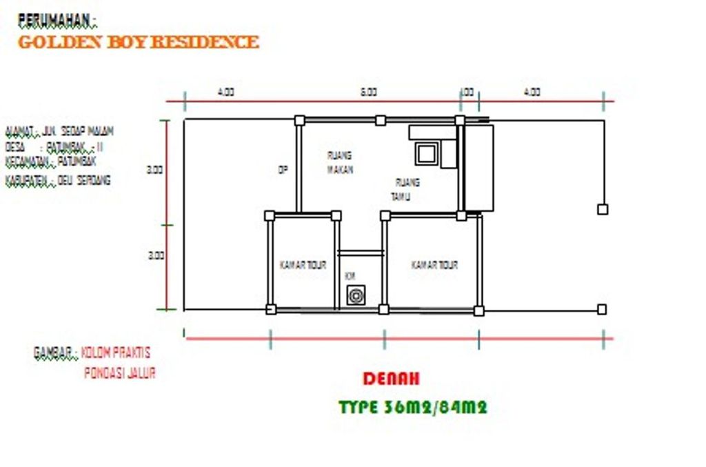 foto denah rumah tipe SUBSIDI perumahan GOLDEN BOY RESIDENCE TAHAP II