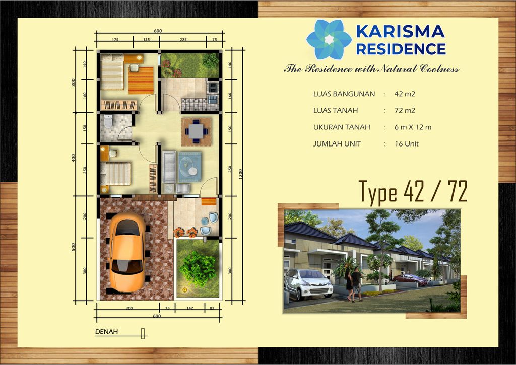 foto denah rumah tipe 42/69 perumahan KARISMA RESIDENCE CIREBON