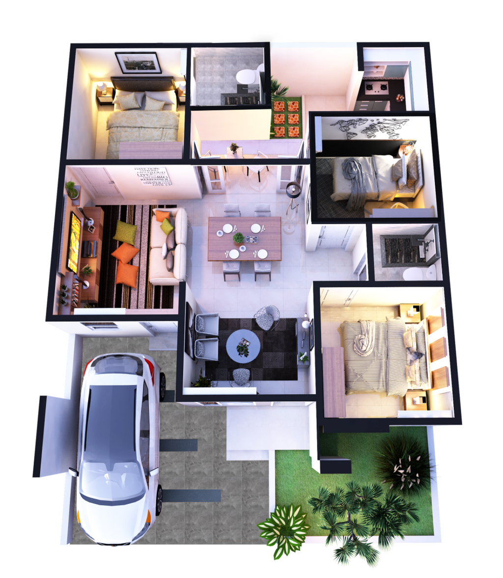 foto denah rumah tipe 71/108 perumahan KARISMA RESIDENCE CIREBON