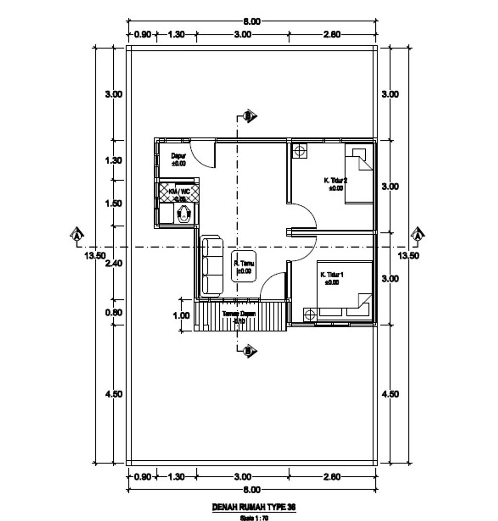foto denah rumah tipe 36/108 perumahan Mirah Lavender Residence