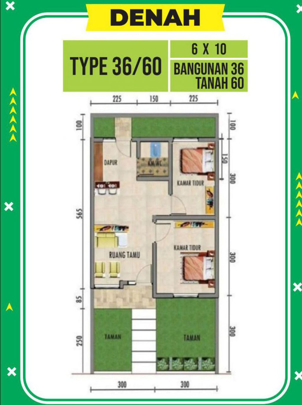 foto denah rumah tipe 36 perumahan Moderna Residence