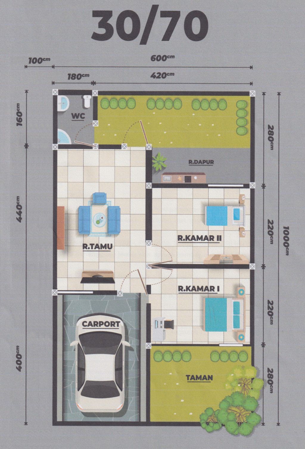 foto denah rumah tipe 70/30 perumahan Green Emerald Parung Kuda