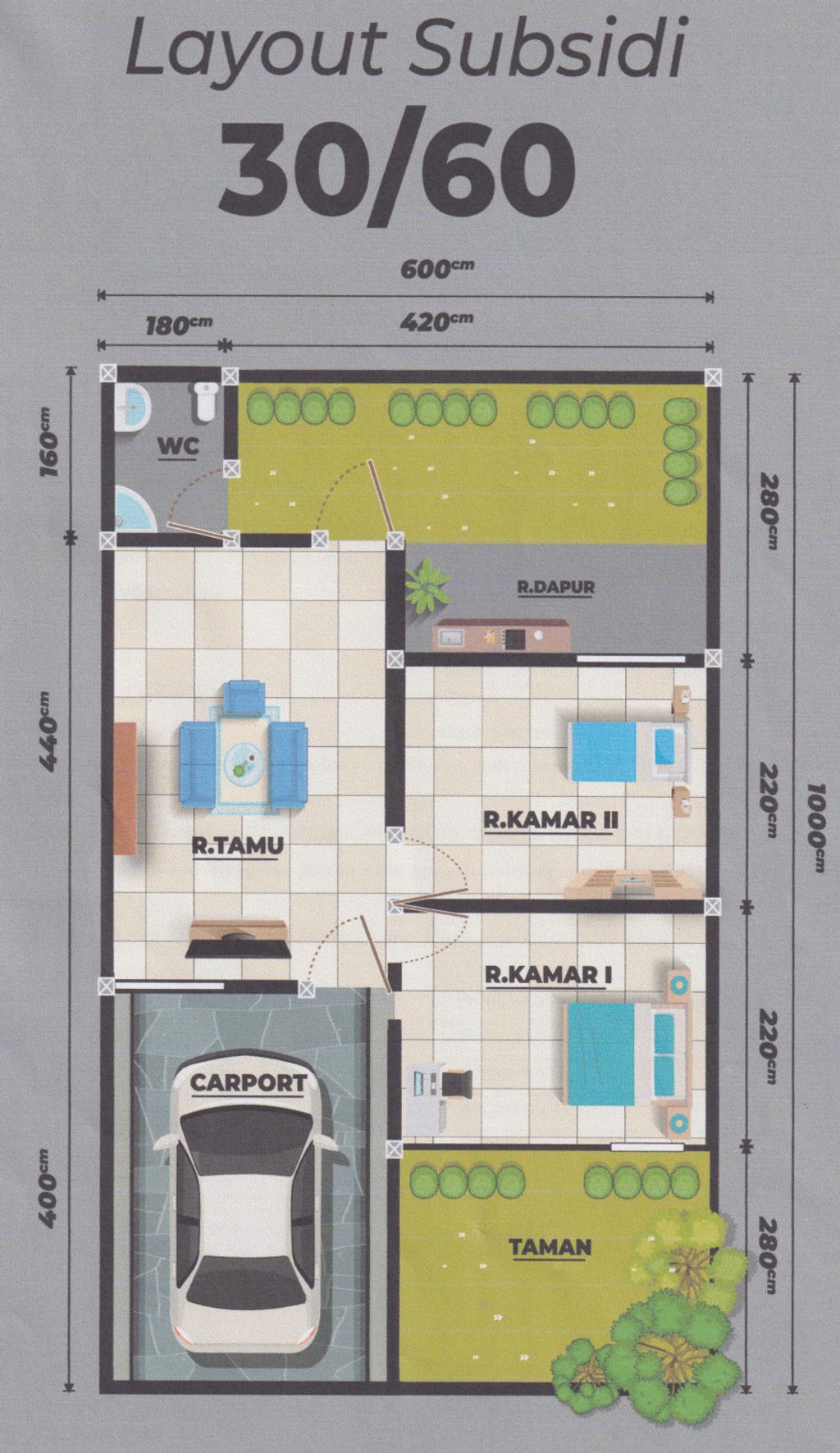 foto denah rumah tipe SUBSIDI (60/30) perumahan Green Emerald Parung Kuda