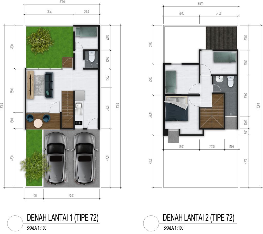 foto denah rumah tipe 72/78 perumahan GREENLAND KEMANG BOGOR